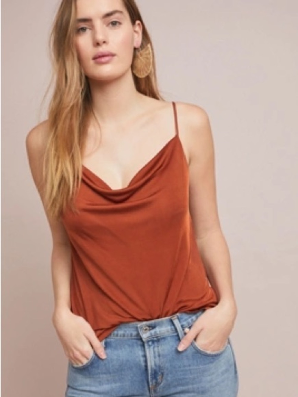 Anthropologie Cowl Neck Spaghetti Strap Tank Top